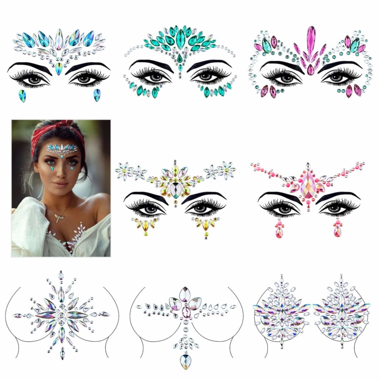 Mercy London Gesicht-Edelsteine (Bindis) - Festival-Schmuck, Vegan & Tierversuchsfrei, Mehrfach Verwendbar