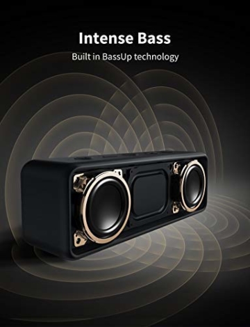 Anker SoundCore 2 Bluetooth Lautsprecher mit Dual-Treiber besserem Bass, 24 St. Spielzeit, 20 M Reichweite, IPX5 Wasserfest mit Eingebauten Mikrofon(Schwarz) - 3