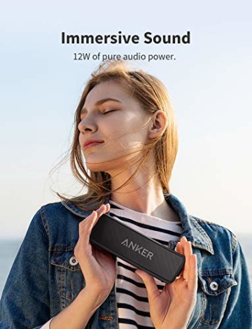 Anker SoundCore 2 Bluetooth Lautsprecher mit Dual-Treiber besserem Bass, 24 St. Spielzeit, 20 M Reichweite, IPX5 Wasserfest mit Eingebauten Mikrofon(Schwarz) - 4