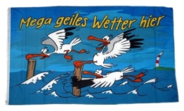 Fahne Geiles Wetter hier Möwe NEU 90 x 150 cm Flaggen -