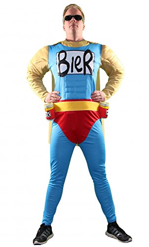 Foxxeo Das Männer-Kostüm | Biermann Comic Helden Kostüm für richtige Kerle | Größe S, M, L, XL, XXL | Besser kannst Du dich nicht verkleiden, Größe:XL -