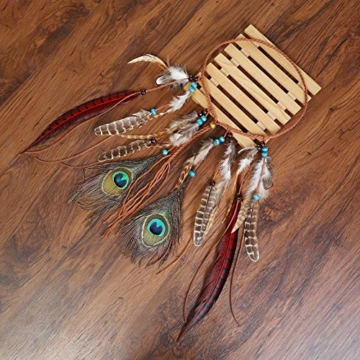 AWAYTR Damen Hippie Boho Indianer Stirnband Feder Stirnbänder für Abendkleider Halloween Karneval (Rot) - 6