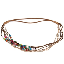 JUSTFOX - Haarband Boheme Hippie Style mit farbigen Perlen und goldener Kette Bunt - 1