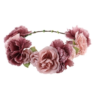 ULTNICE Blumenkranz,Blumen Stirnband Blumenkrone Boho Blumen Haarkranz Brautbrautjungfern Haarband für Damen Mädchen - 1