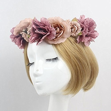 ULTNICE Blumenkranz,Blumen Stirnband Blumenkrone Boho Blumen Haarkranz Brautbrautjungfern Haarband für Damen Mädchen - 7