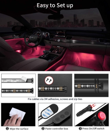 Govee RGBIC Auto LED Streifen, App Steuerbare Innenbeleuchtung,  2-Linien-Design