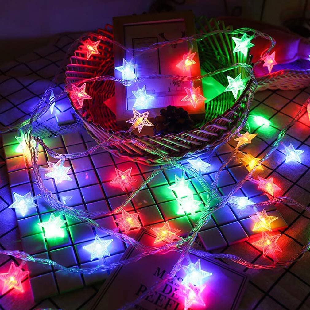 Lichterkette Sterne, Se-Mirrorworld LED Lichterketten USB 3m 20 LEDs  Mehrfarbig Bunt Sternen, Blinken, für Kinderzimmer, Balkon, Geburtstag,  Wand, Weihnachten, Dekoration [Energieklasse A+++]